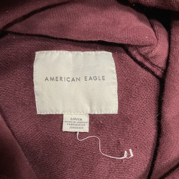 American Eagle Hoodie Men's Small Red Maroon Sweatshirt Long Sleeve Pockets - Picture 7 of 13